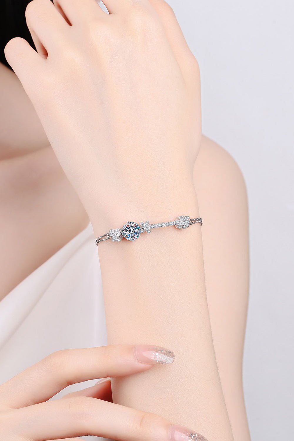 Elegant 2 Carat Round Moissanite Adjustable Bracelet – D Color VVS1 Premium Rhodium Plated Brilliant Charm Wristband (GRA Certified & Lifetime Warranty) | Bracelet | Moissanite Shine