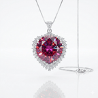 Elegant Pink Moissanite Heart Pendant Necklace – 20 Carat Round Cut VVS1 Luxury Statement Piece (GRA Certified) | Necklace | Moissanite Shine
