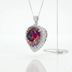 Elegant Pink Moissanite Heart Pendant Necklace – 20 Carat Round Cut VVS1 Luxury Statement Piece (GRA Certified) | Necklace | Moissanite Shine