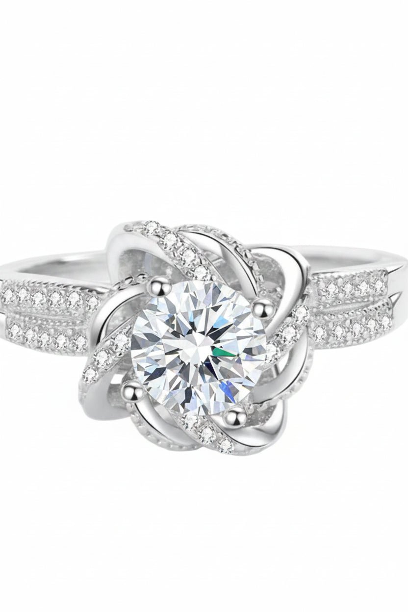 Enchanted Floral Halo: A 1-Carat Round VVS1 Moissanite Masterpiece | RING | Moissanite Shine