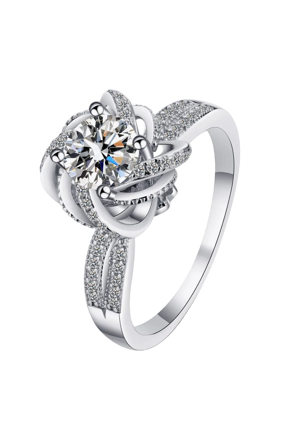 Enchanted Floral Halo: A 1-Carat Round VVS1 Moissanite Masterpiece | RING | Moissanite Shine