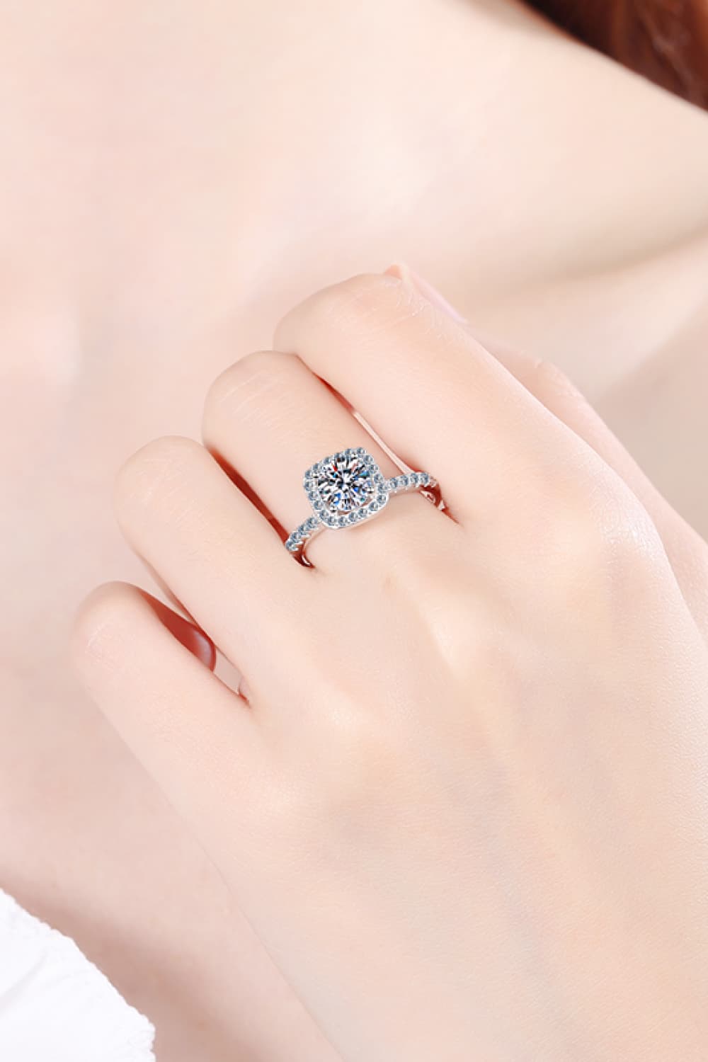 Eternity Square Halo Ring: A 2-Carat VVS1 Moissanite Pavé Masterpiece | RING | Moissanite Shine
