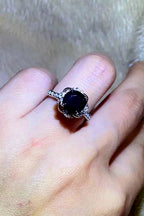 Luxury 2 Carat Round Brilliant Cut Black Moissanite Solitaire Engagement Ring – Flawless VVS1 Deep Jet Black Modern Platinum Plated Premium Classic Wedding Anniversary Band (GRA Certified) | RING | Moissanite Shine