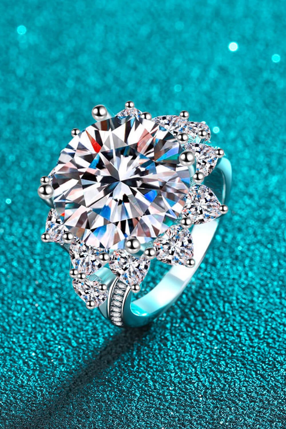 Luxury 10 Carat Round Cut Moissanite Solitaire Ring – VVS1 D Color Modern Statement Engagement Band (GRA Certified) | RING | Moissanite Shine