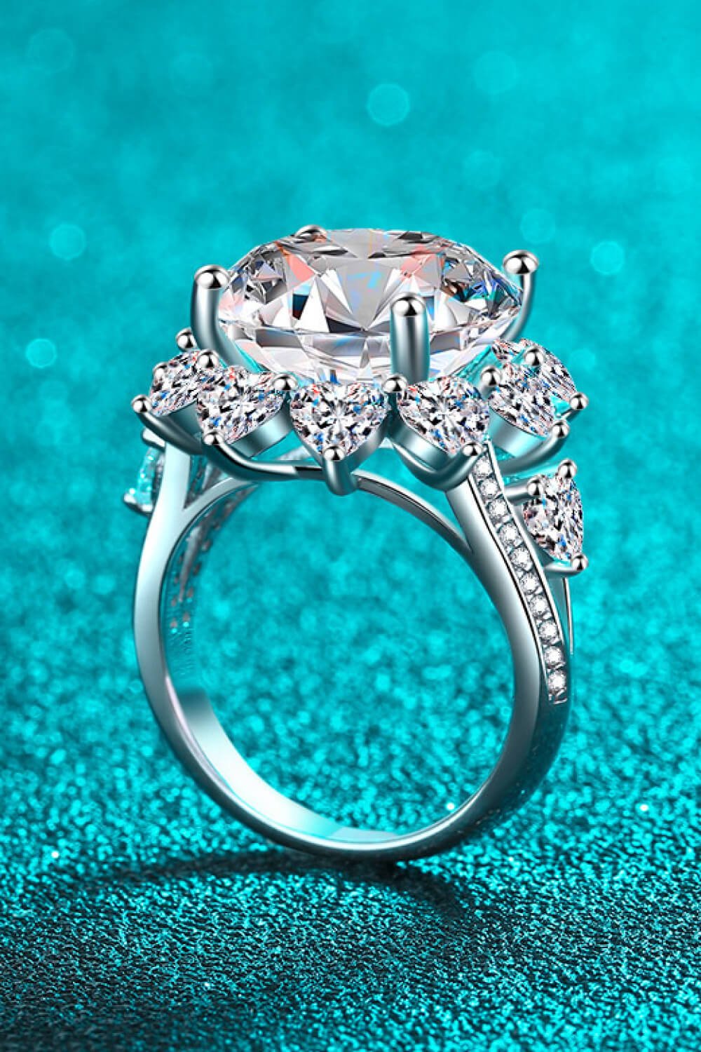 Luxury 10 Carat Round Cut Moissanite Solitaire Ring – VVS1 D Color Modern Statement Engagement Band (GRA Certified) | RING | Moissanite Shine