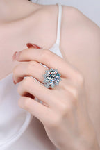 Luxury 10 Carat Round Cut Moissanite Solitaire Ring – VVS1 D Color Modern Statement Engagement Band (GRA Certified) | RING | Moissanite Shine