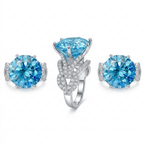 Luxury 10 Carat Turquoise Blue Moissanite Solitaire Ring – Round Cut VVS1 Modern Infinity Pave Wedding Band (GRA Certified) | RING | Moissanite Shine