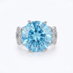 Luxury 10 Carat Turquoise Blue Moissanite Solitaire Ring – Round Cut VVS1 Modern Infinity Pave Wedding Band (GRA Certified) | RING | Moissanite Shine