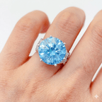 Luxury 10 Carat Turquoise Blue Moissanite Solitaire Ring – Round Cut VVS1 Modern Infinity Pave Wedding Band (GRA Certified) | RING | Moissanite Shine