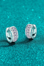 Luxury 1.8 TCW Emerald Cut Moissanite Elegant Huggie Earrings – VVS1 D Color Modern Rhodium Plated Channel Set Hoop Hoops (GRA Certified) | Earrings | Moissanite Shine
