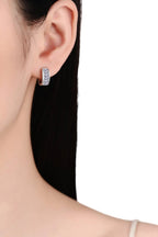 Luxury 1.8 TCW Emerald Cut Moissanite Elegant Huggie Earrings – VVS1 D Color Modern Rhodium Plated Channel Set Hoop Hoops (GRA Certified) | Earrings | Moissanite Shine