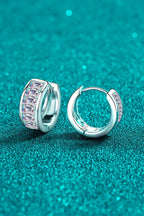 Luxury 1.8 TCW Emerald Cut Moissanite Elegant Huggie Earrings – VVS1 D Color Modern Rhodium Plated Channel Set Hoop Hoops (GRA Certified) | Earrings | Moissanite Shine