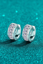 Luxury 1.8 TCW Emerald Cut Moissanite Elegant Huggie Earrings – VVS1 D Color Modern Rhodium Plated Channel Set Hoop Hoops (GRA Certified) | Earrings | Moissanite Shine