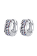 Luxury 1.8 TCW Emerald Cut Moissanite Elegant Huggie Earrings – VVS1 D Color Modern Rhodium Plated Channel Set Hoop Hoops (GRA Certified) | Earrings | Moissanite Shine