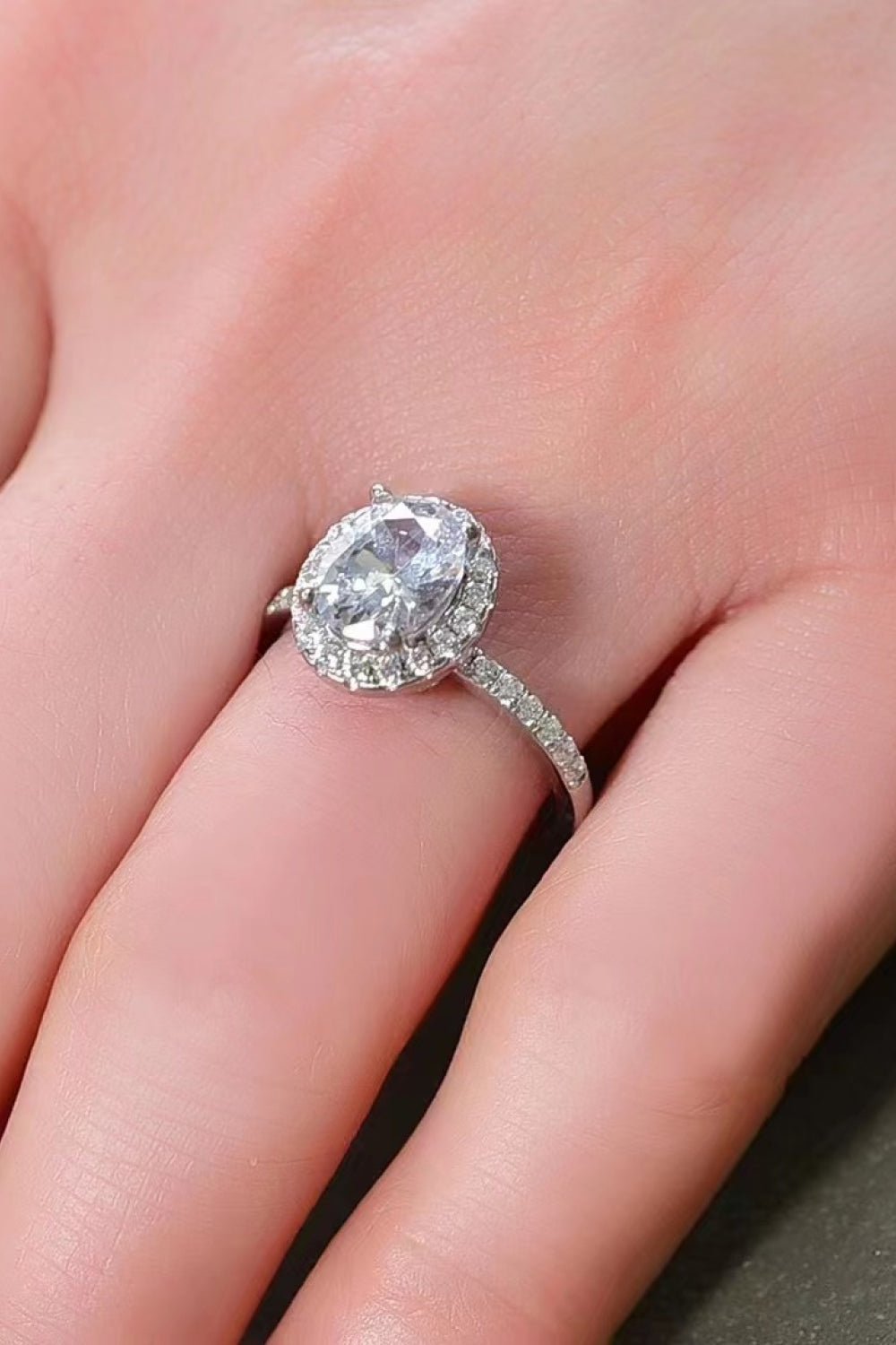 Luxury 2 Carat Oval Cut Moissanite Solitaire Engagement Ring – Flawless VVS1 D Color Modern Platinum Plated Premium Promise Wedding Anniversary Band (GRA Certified) | RING | Moissanite Shine