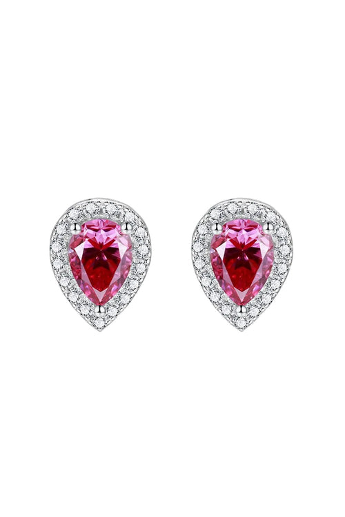Luxury 2 Carat Pink Teardrop Moissanite Stud Earrings – Pear Cut VVS1 D - Pink Modern Platinum Plated Minimalist Fine Jewelry (GRA Certified) | | Moissanite Shine