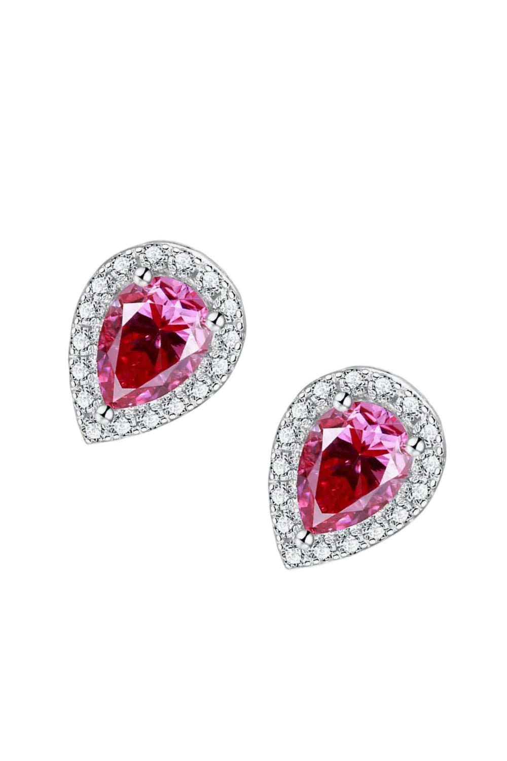 Luxury 2 Carat Pink Teardrop Moissanite Stud Earrings – Pear Cut VVS1 D - Pink Modern Platinum Plated Minimalist Fine Jewelry (GRA Certified) | | Moissanite Shine