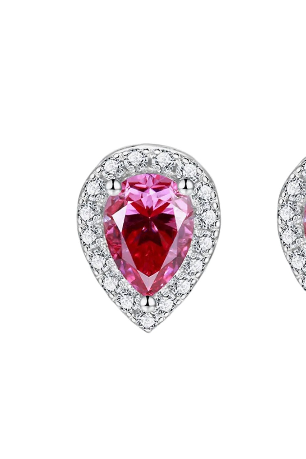 Luxury 2 Carat Pink Teardrop Moissanite Stud Earrings – Pear Cut VVS1 D - Pink Modern Platinum Plated Minimalist Fine Jewelry (GRA Certified) | | Moissanite Shine