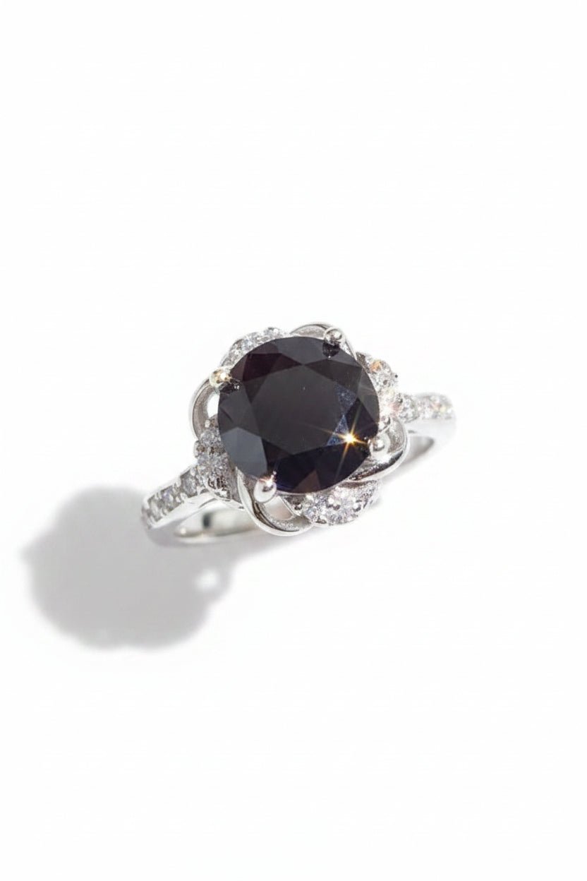 Luxury 2 Carat Round Brilliant Cut Black Moissanite Solitaire Engagement Ring – Flawless VVS1 Deep Jet Black Modern Platinum Plated Premium Classic Wedding Anniversary Band (GRA Certified) | RING | Moissanite Shine