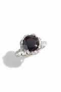 Luxury 2 Carat Round Brilliant Cut Black Moissanite Solitaire Engagement Ring – Flawless VVS1 Deep Jet Black Modern Platinum Plated Premium Classic Wedding Anniversary Band (GRA Certified) | RING | Moissanite Shine