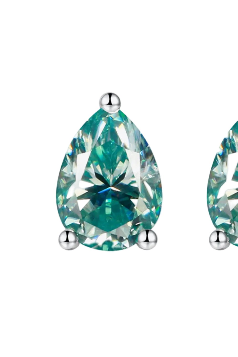 Luxury 2 Carat Royal Green Teardrop Moissanite Stud Earrings – Pear Cut VVS1 Vivid Green Modern Platinum Plated Minimalist Fine Jewelry (GRA Certified) | Earrings | Moissanite Shine