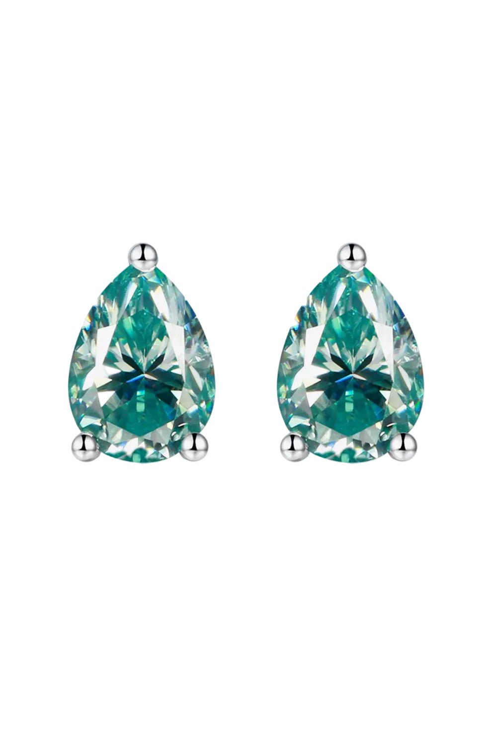 Luxury 2 Carat Royal Green Teardrop Moissanite Stud Earrings – Pear Cut VVS1 Vivid Green Modern Platinum Plated Minimalist Fine Jewelry (GRA Certified) | Earrings | Moissanite Shine