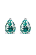 Luxury 2 Carat Royal Green Teardrop Moissanite Stud Earrings – Pear Cut VVS1 Vivid Green Modern Platinum Plated Minimalist Fine Jewelry (GRA Certified) | Earrings | Moissanite Shine