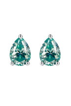 Luxury 2 Carat Royal Green Teardrop Moissanite Stud Earrings – Pear Cut VVS1 Vivid Green Modern Platinum Plated Minimalist Fine Jewelry (GRA Certified) | Earrings | Moissanite Shine