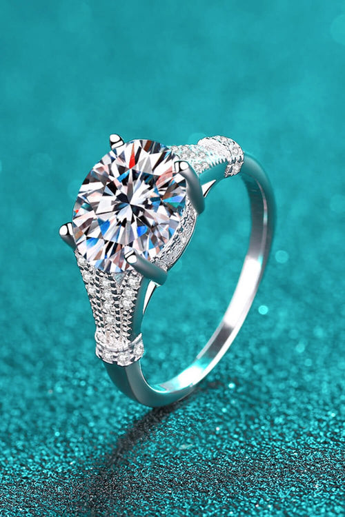 Luxury 3 Carat Round Brilliant Cut Moissanite Solitaire Engagement Ring – Flawless VVS1 D Color Modern Rhodium Plated Premium Classic Wedding Anniversary Band (GRA Certified) | RING | Moissanite Shine