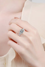 Luxury 3 Carat Round Brilliant Cut Moissanite Solitaire Engagement Ring – Flawless VVS1 D Color Modern Rhodium Plated Premium Classic Wedding Anniversary Band (GRA Certified) | RING | Moissanite Shine