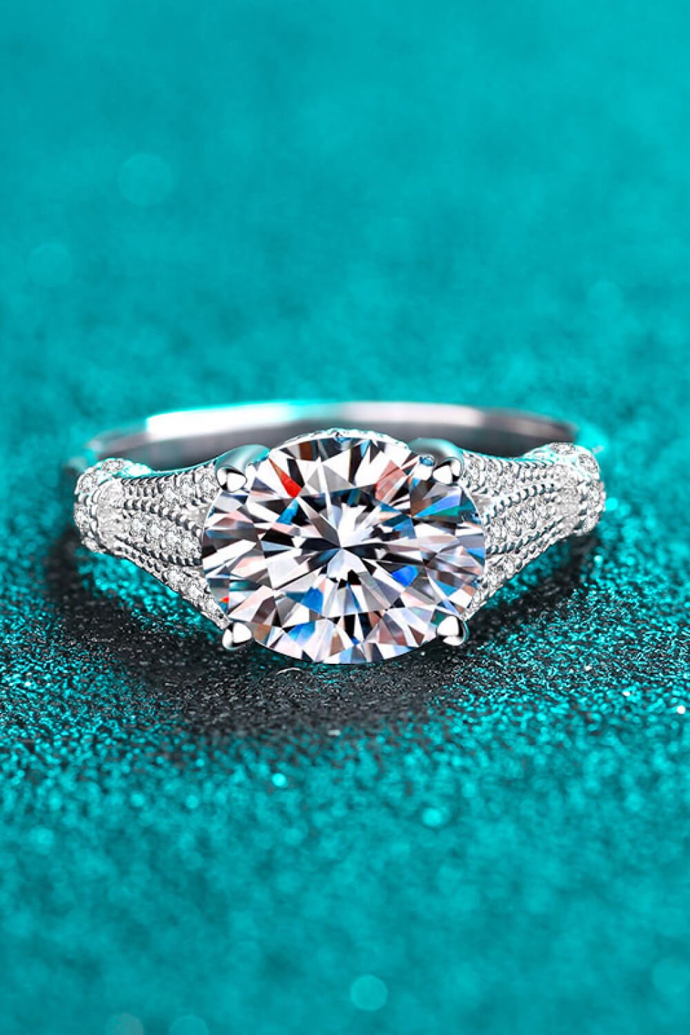 Luxury 3 Carat Round Brilliant Cut Moissanite Solitaire Engagement Ring – Flawless VVS1 D Color Modern Rhodium Plated Premium Classic Wedding Anniversary Band (GRA Certified) | RING | Moissanite Shine