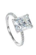 Luxury 4 Carat Cushion Cut Moissanite Solitaire Engagement Ring – VVS1 D Color Modern Minimalist Platinum Plated Wedding Band (GRA Certified) | RING | Moissanite Shine