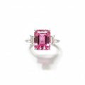Luxury 5 Carat Pink Emerald Cut Moissanite Engagement Ring – Modern VVS1 Step - Cut Pink Gemstone Ring, Premium Platinum Plated Pure 925 Silver Statement Wedding Anniversary Gift Band (GRA Certified & Handcrafted) | RING | Moissanite Shine