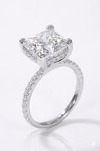 Luxury 5.52 Carat Princess Cut Moissanite Solitaire Engagement Ring – VVS1 D Color Modern Minimalist Platinum Plated Wedding Band (GRA Certified) | RING | Moissanite Shine