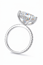 Luxury 5.52 Carat Princess Cut Moissanite Solitaire Engagement Ring – VVS1 D Color Modern Minimalist Platinum Plated Wedding Band (GRA Certified) | RING | Moissanite Shine