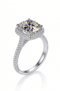 Luxury 6 Carat Cushion Cut Moissanite Halo Ring – VVS1 D Color Modern Split - Shank Wedding Band (GRA Certified) | RING | Moissanite Shine
