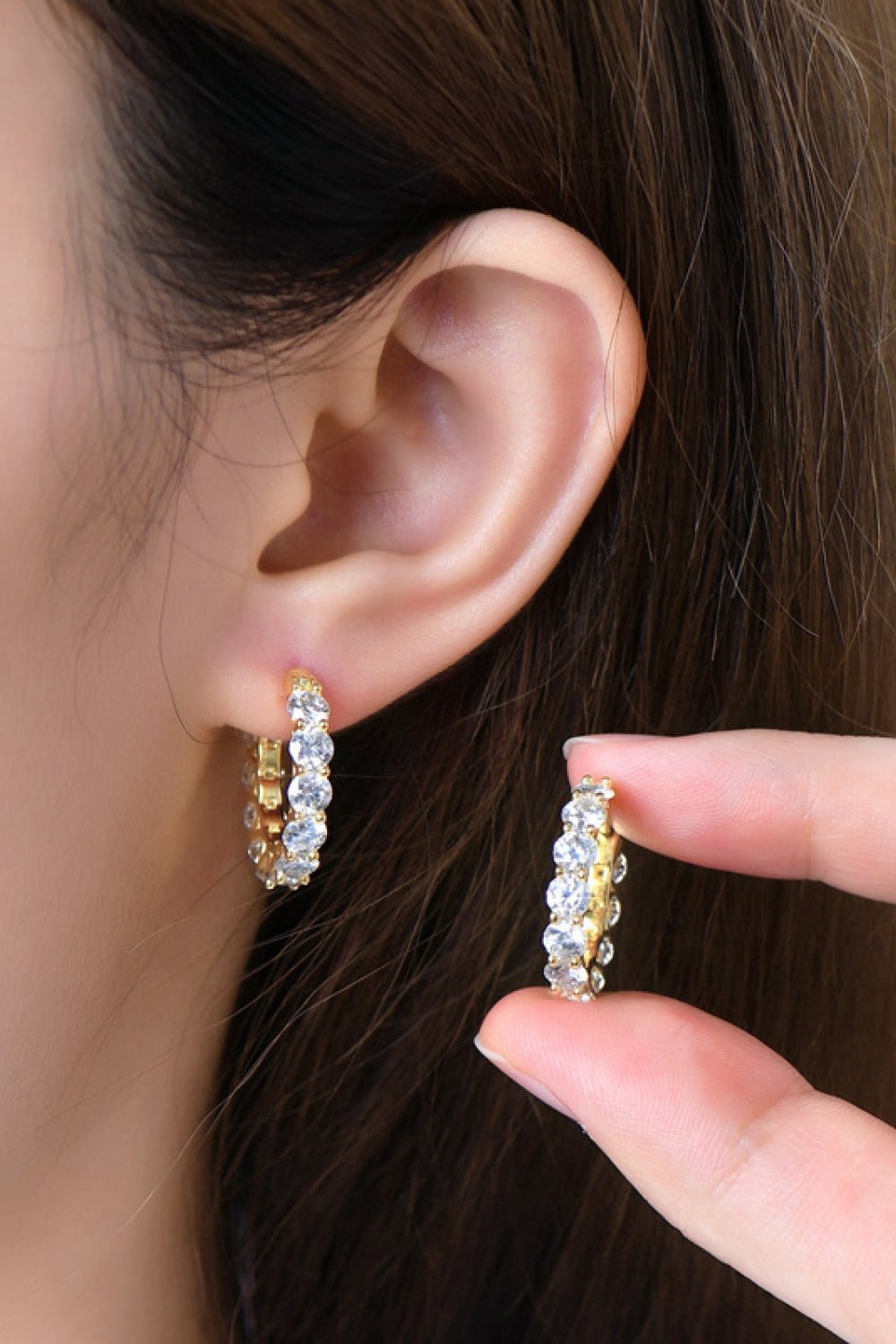 Luxury 7.2 TCW Round Moissanite Elegant Hoop Earrings – 24 - Stone Flawless VVS1 D Color Premium Platinum or 18K Yellow Gold Plated Drop Huggies (GRA Certified) | Earrings | Moissanite Shine
