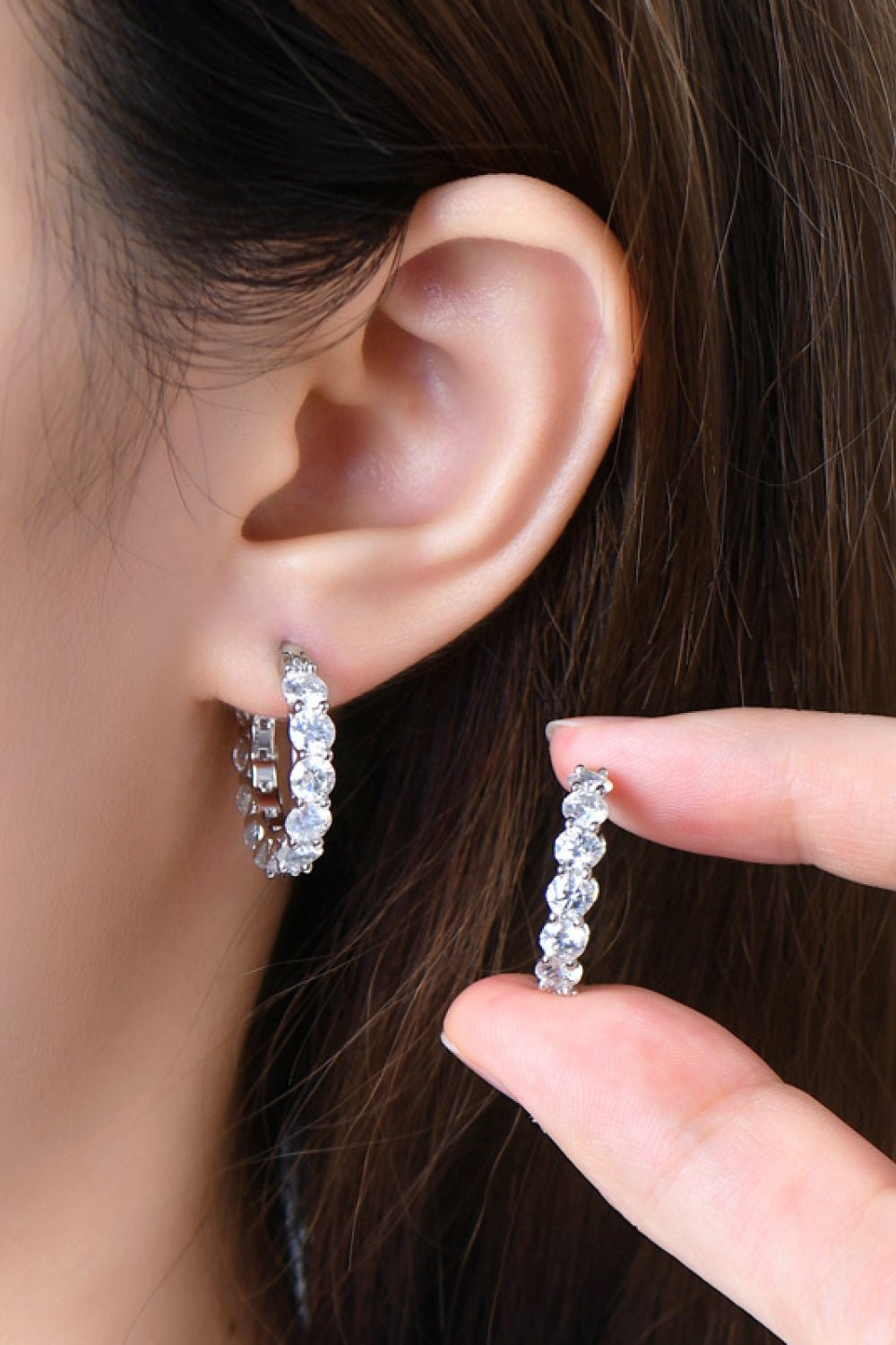 Luxury 7.2 TCW Round Moissanite Elegant Hoop Earrings – 24 - Stone Flawless VVS1 D Color Premium Platinum or 18K Yellow Gold Plated Drop Huggies (GRA Certified) | Earrings | Moissanite Shine