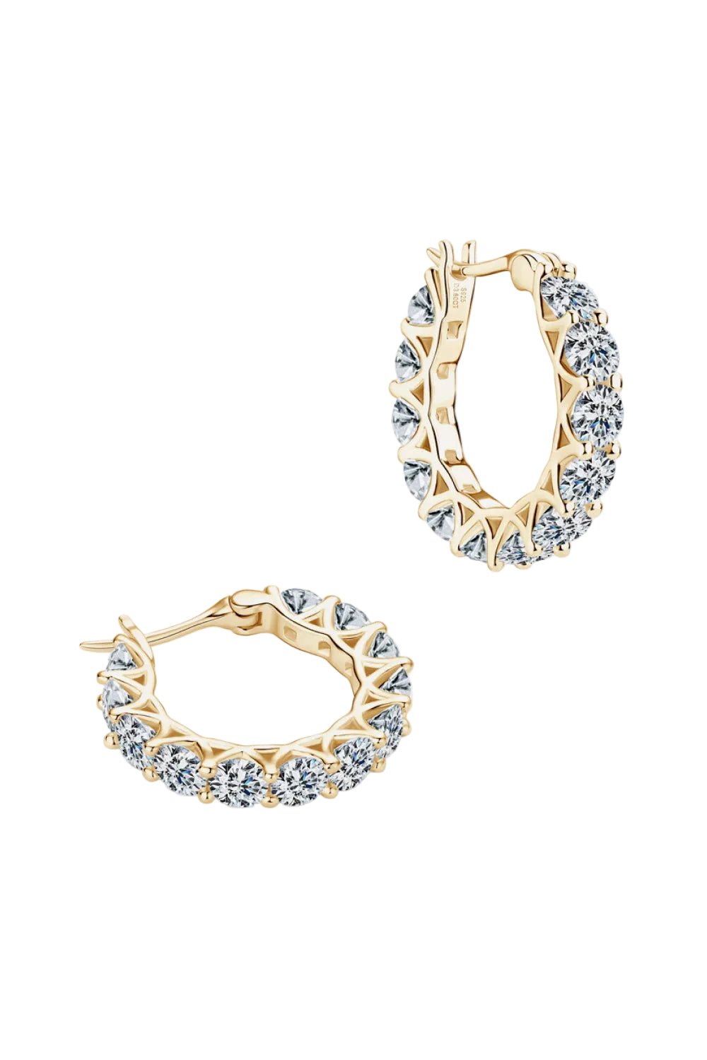 Luxury 7.2 TCW Round Moissanite Elegant Hoop Earrings – 24 - Stone Flawless VVS1 D Color Premium Platinum or 18K Yellow Gold Plated Drop Huggies (GRA Certified) | Earrings | Moissanite Shine