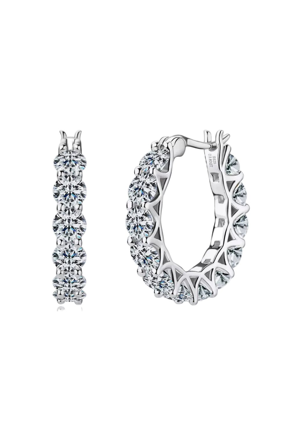 Luxury 7.2 TCW Round Moissanite Elegant Hoop Earrings – 24 - Stone Flawless VVS1 D Color Premium Platinum or 18K Yellow Gold Plated Drop Huggies (GRA Certified) | Earrings | Moissanite Shine