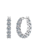 Luxury 7.2 TCW Round Moissanite Elegant Hoop Earrings – 24 - Stone Flawless VVS1 D Color Premium Platinum or 18K Yellow Gold Plated Drop Huggies (GRA Certified) | Earrings | Moissanite Shine
