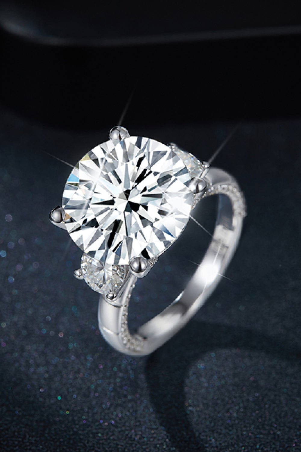 Luxury 8.6 Carat Round Cut Moissanite Solitaire Engagement Ring – VVS1 D Color Modern High Cathedral Wedding Band (GRA Certified) | RING | Moissanite Shine
