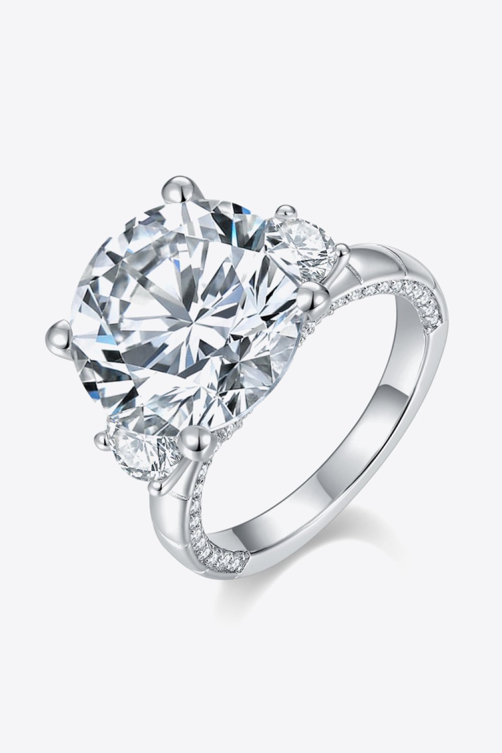 Luxury 8.6 Carat Round Cut Moissanite Solitaire Engagement Ring – VVS1 D Color Modern High Cathedral Wedding Band (GRA Certified) | RING | Moissanite Shine