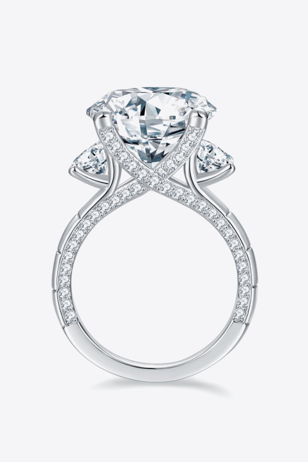 Luxury 8.6 Carat Round Cut Moissanite Solitaire Engagement Ring – VVS1 D Color Modern High Cathedral Wedding Band (GRA Certified) | RING | Moissanite Shine