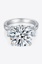 Luxury 8.6 Carat Round Cut Moissanite Solitaire Engagement Ring – VVS1 D Color Modern High Cathedral Wedding Band (GRA Certified) | RING | Moissanite Shine