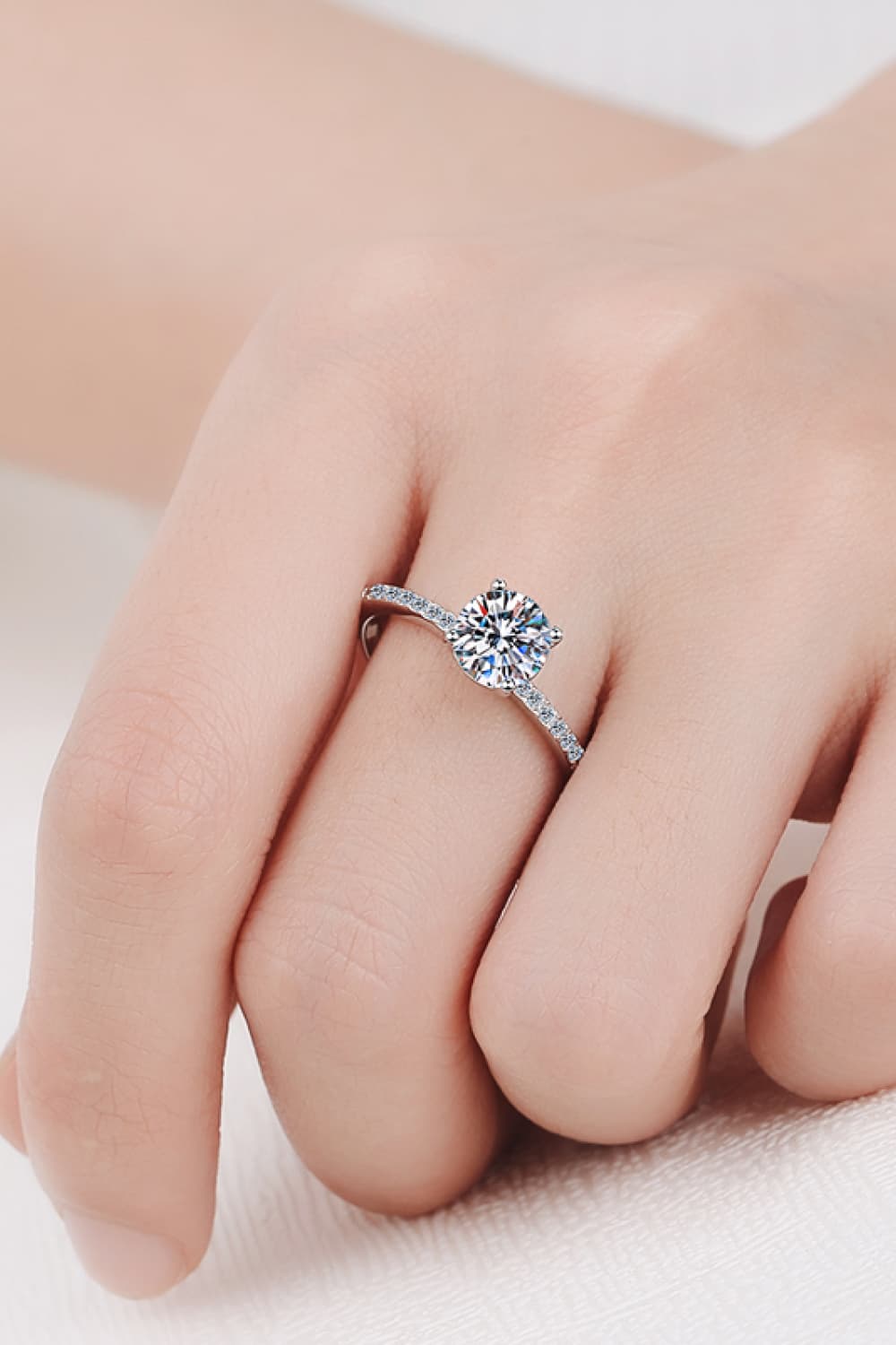 High status conscious luxury custom solid gold round halo ring option