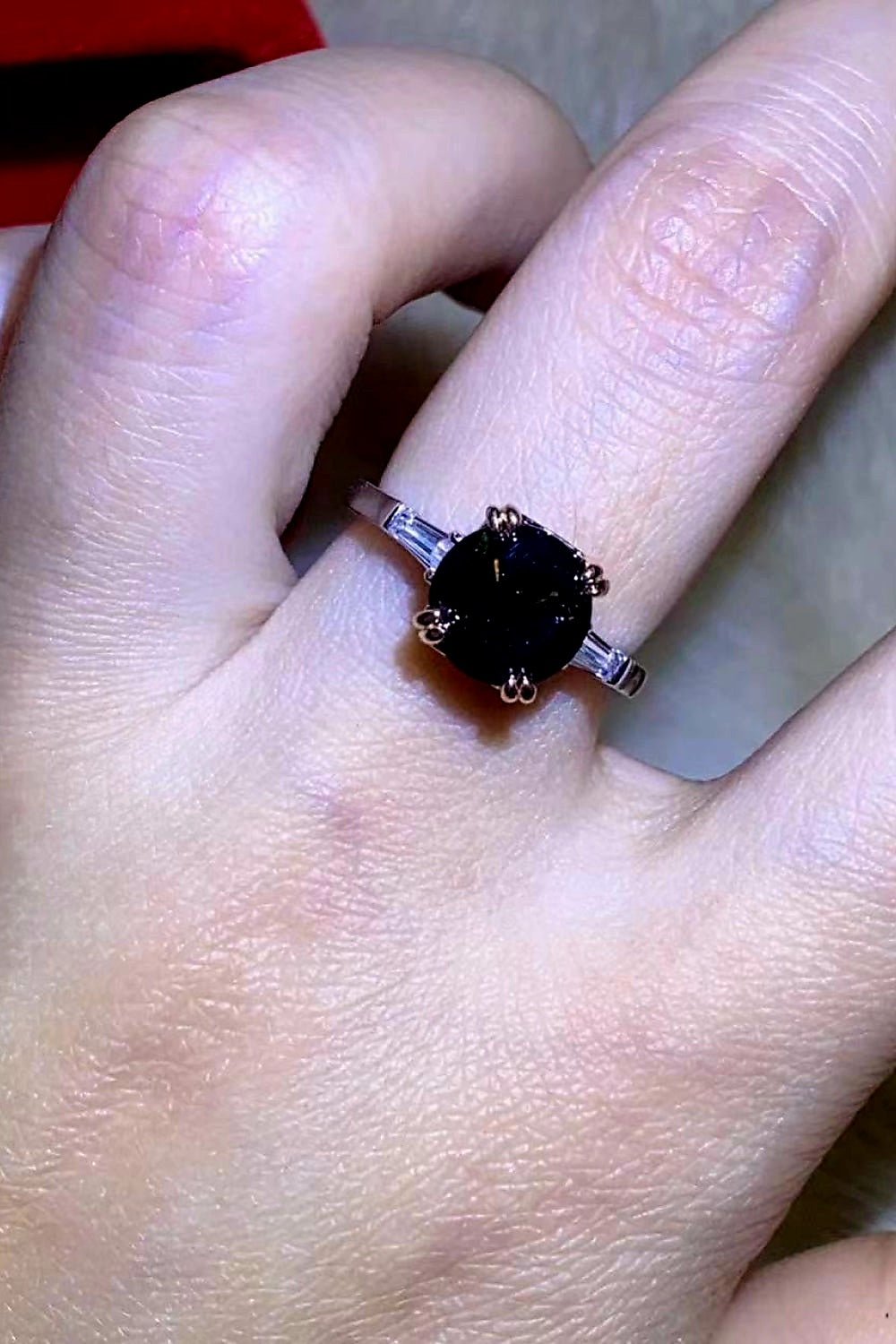 Minimalist 2 Carat Round Cut Black Moissanite Solitaire Engagement Ring – Modern Simple VVS1 Deep Royal Black Gemstone Ring, Premium Platinum Plated Pure 925 Silver Classic Wedding Anniversary Gift Band (GRA Certified & Handcrafted) | RING | Moissanite Shine