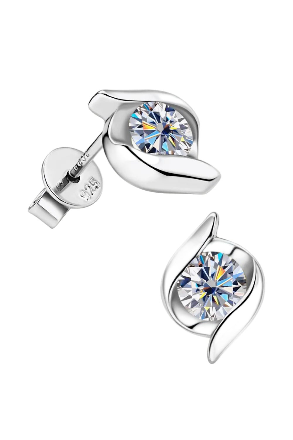 Modern Celestial Elegance: 1-Carat Round VVS1 Moissanite Swirl Stud Earrings | Earrings | Moissanite Shine