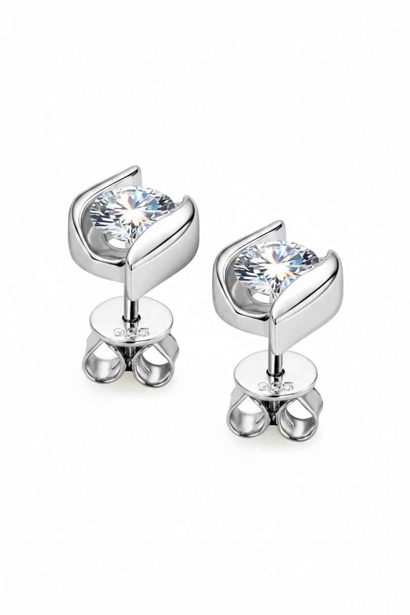 Modern Celestial Elegance: 1-Carat Round VVS1 Moissanite Swirl Stud Earrings | Earrings | Moissanite Shine