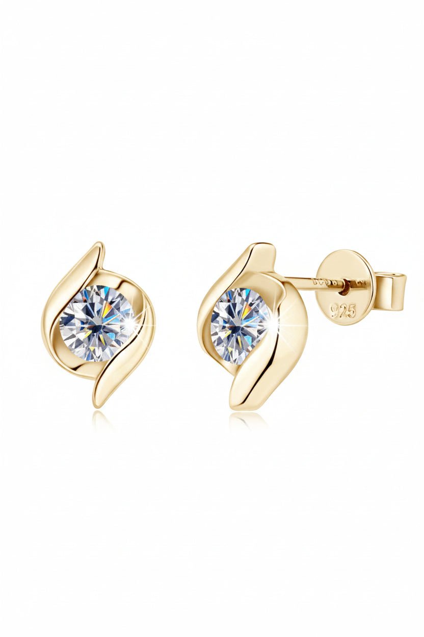 Modern Celestial Elegance: 1-Carat Round VVS1 Moissanite Swirl Stud Earrings | Earrings | Moissanite Shine